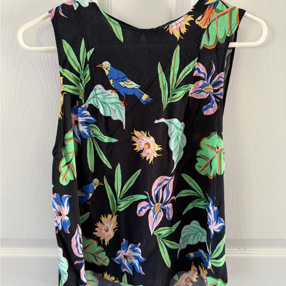 Zara Black Tropical Print Tank Top